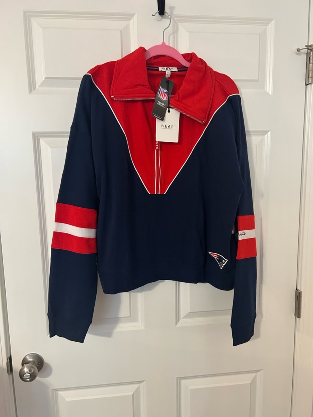 NFL Team Half-Zip Pullover - Red & Navy. NWT